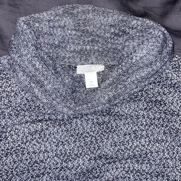 Loft lounge sweater with turtleneck, black and white stitching, size medium - Picture 2 of 3